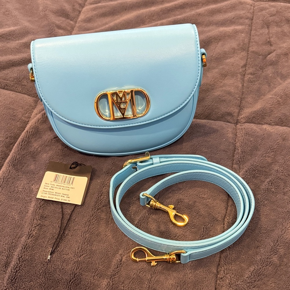 MCM Mode Travia Bachelor Button Blue Crossbody Bag *BRAND NEW*